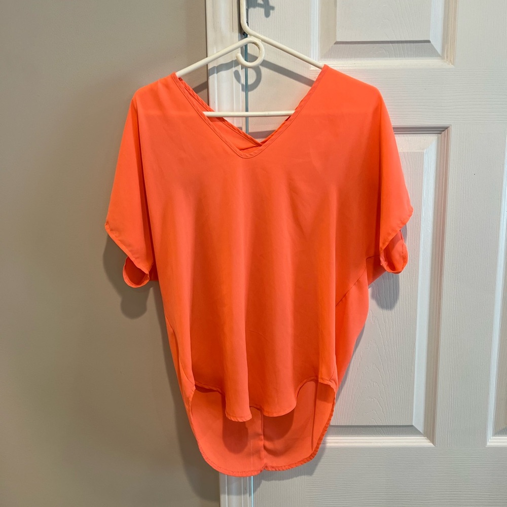 orangey coral lush top
